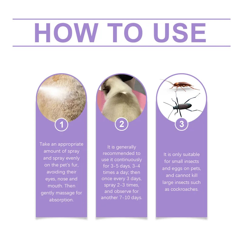 Pet Flea & Tick Repellent Spray Natural Ingredients 50ml - Relieves Skin Itching