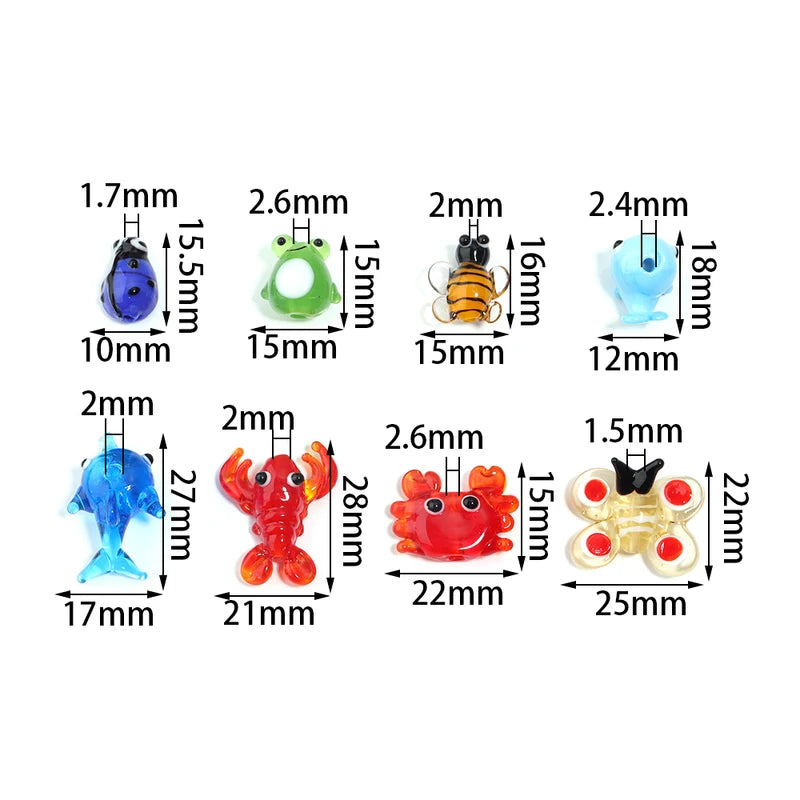 Cartoon Animal Glass Beads for Jewelry Making - 2-10pcs Loose Spacer Beads
