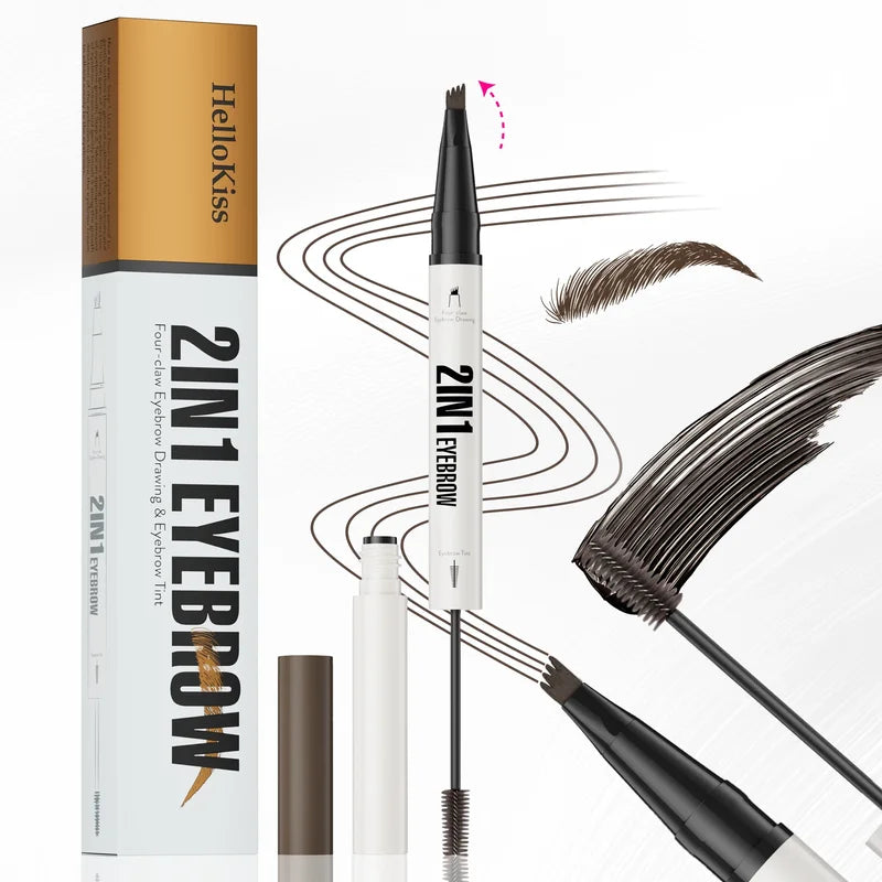 Dual Head Eyebrow Pen 2-in-1 Liquid & Tint Waterproof Fast-Dry Makeup