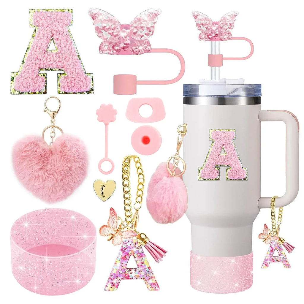 9PCS Cup Accessory Set for Stanley 30oz 40oz - Butterfly Straw Cover Silicone Boot Charm Spill Proof Stopper