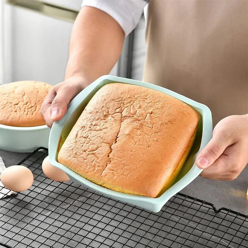 1/4Pcs Silicone Square Cake Plate Non-Stick Brownie Pan with Anti-Slip Handle