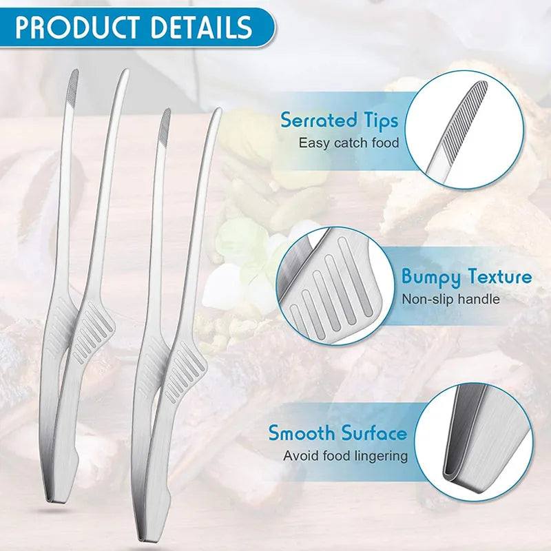 Stainless Steel BBQ Tongs Non Slip Cooking Utensils for Grilling and Serving