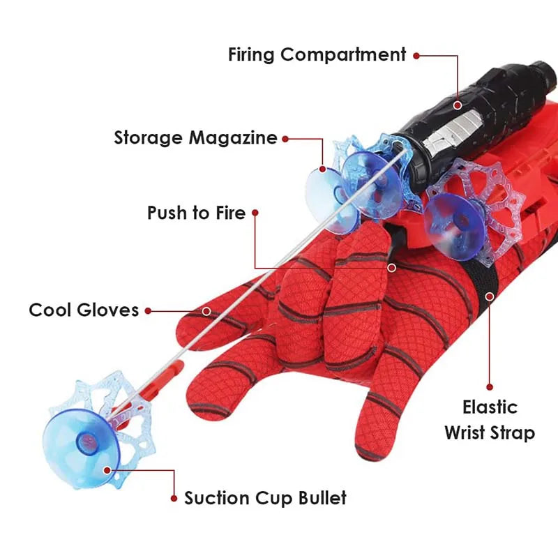 Children's Spider Web Shooter Toy Set with Gloves for Superhero Role Play