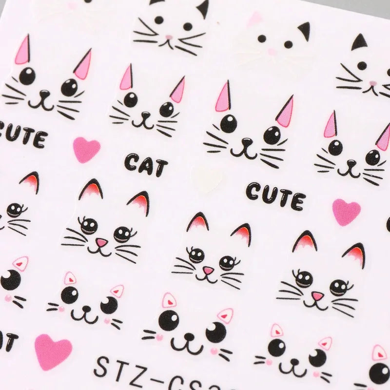 2PCS Cat Nail Sticker Set for DIY Nail Art and Decorations
