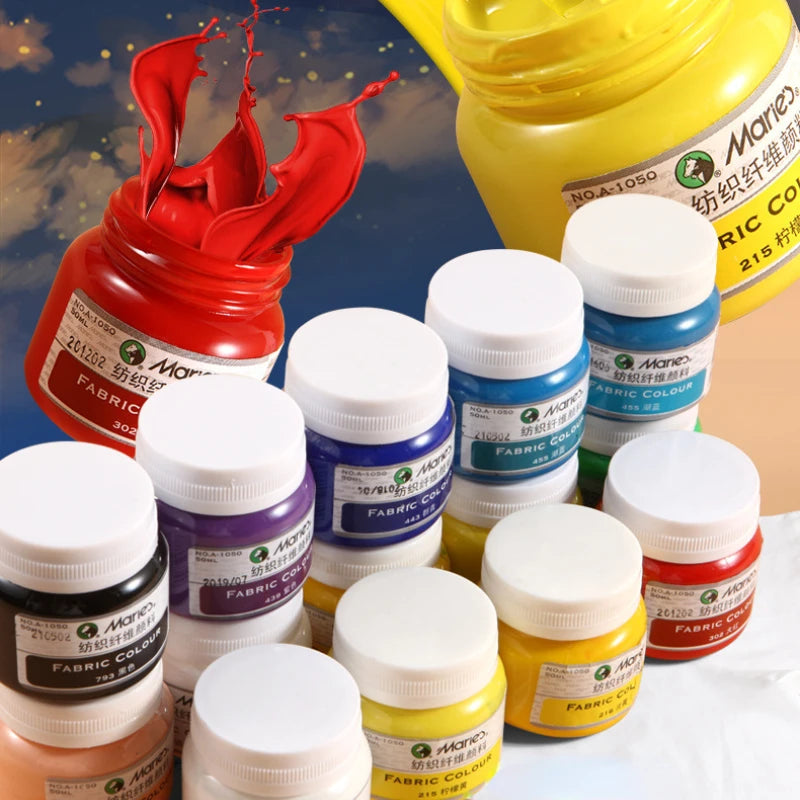 DIY Textile Fiber Paint Set Waterproof Acrylic for Clothes Bags Shoes - Multiple Colors