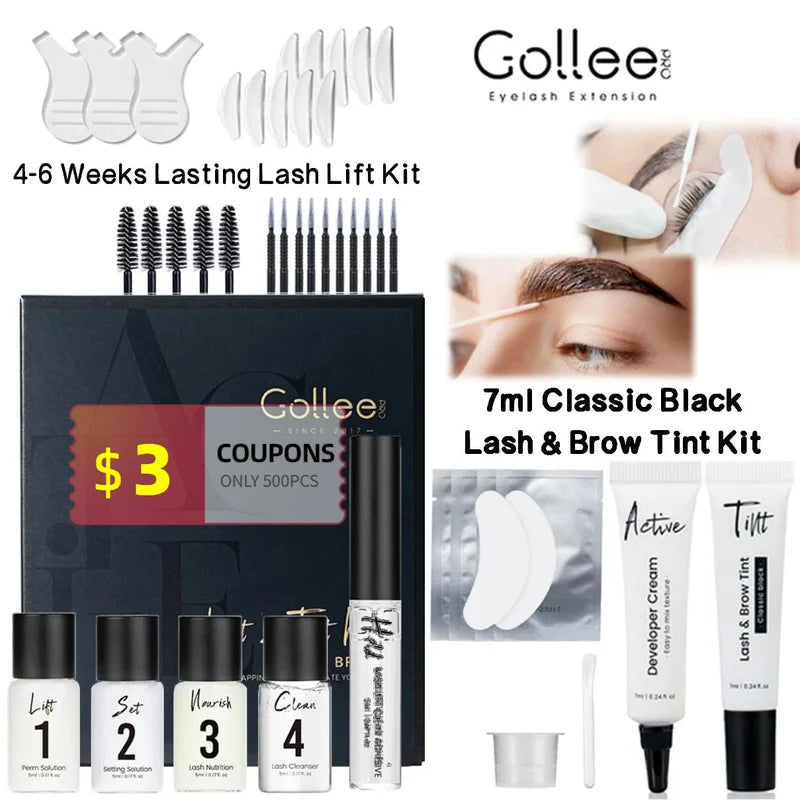 All-in-One Lash & Brow Lift Kit - Perm, Tint & Eyelash Extension Set for Beginners