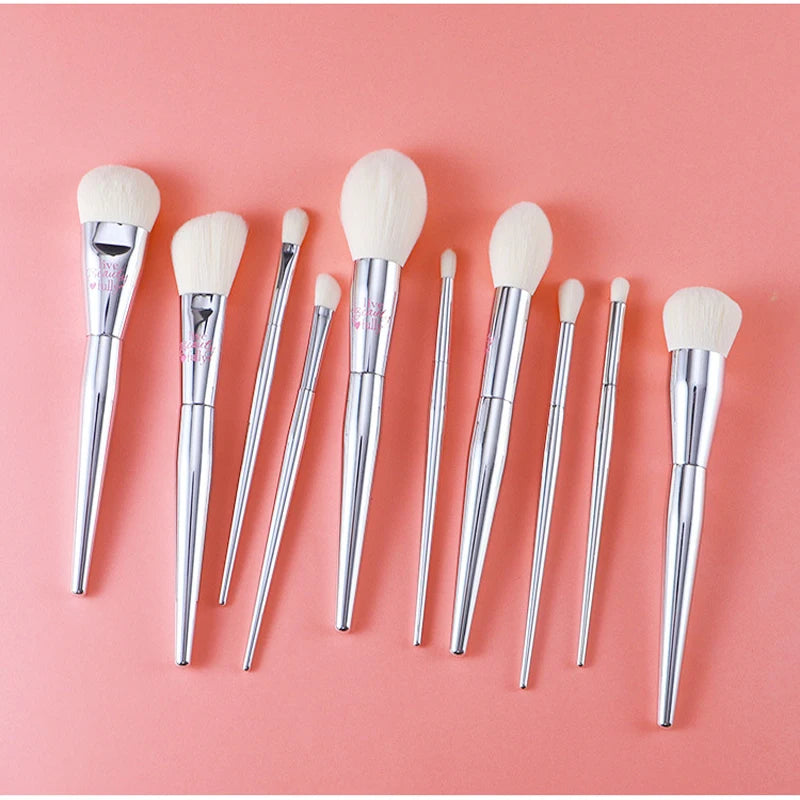 High-Quality Full-Size Makeup Brush Set with Synthetic Hair & Acrylic Handles
