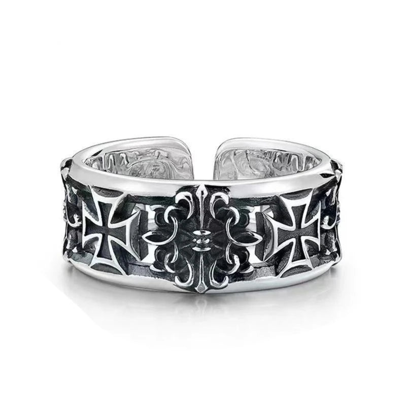 Adjustable Cross Ring Stainless Steel Punk Jewelry for Men and Women