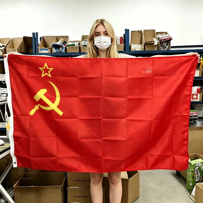 Soviet Union Flag Tapestry Polyester Banner with Brass Grommets - Multiple Sizes