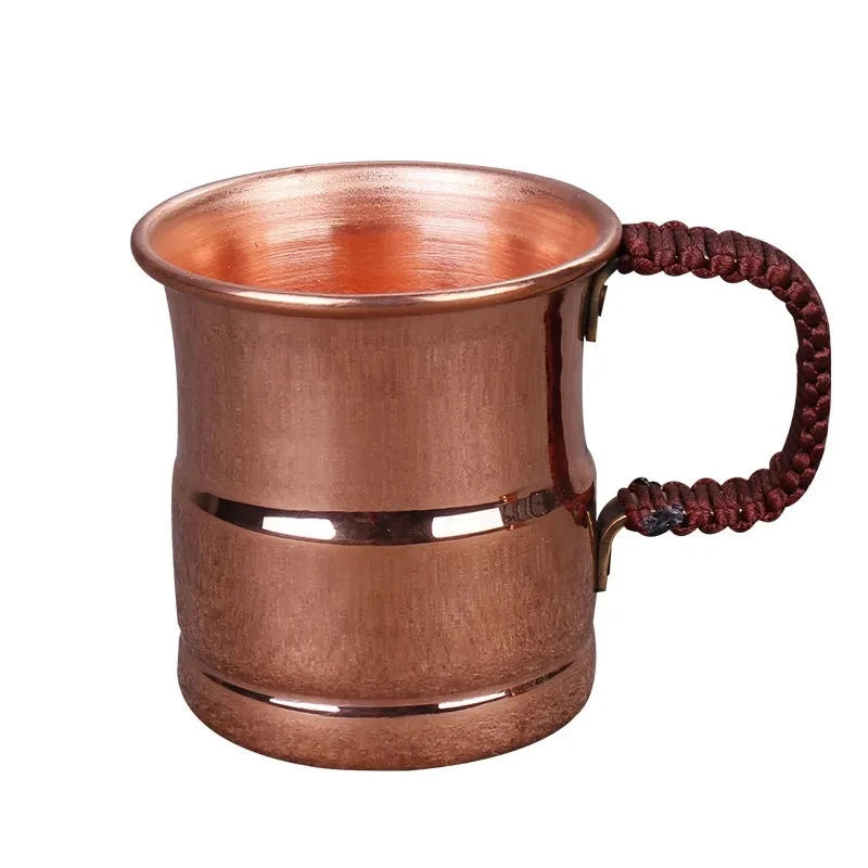 Handcrafted Copper Beer Mug with Weave Handle 400ml Moscow Water Drinkware