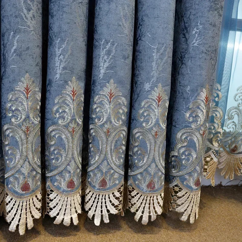 European Embroidered Luxury Curtains for Living Room and Bedroom - Custom Size & Style