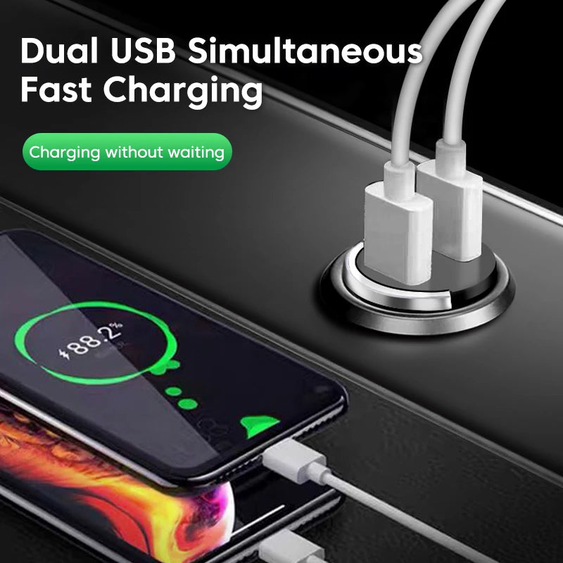 Dual USB Car Phone Charger 200W QC3.0 Fast Charging Cigarette Lighter Adapter