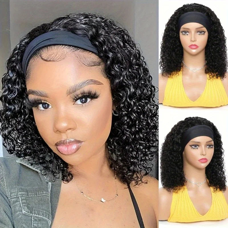 Full Density Body Wave Brazilian Remy Human Hair Wig - Glueless Headband Style