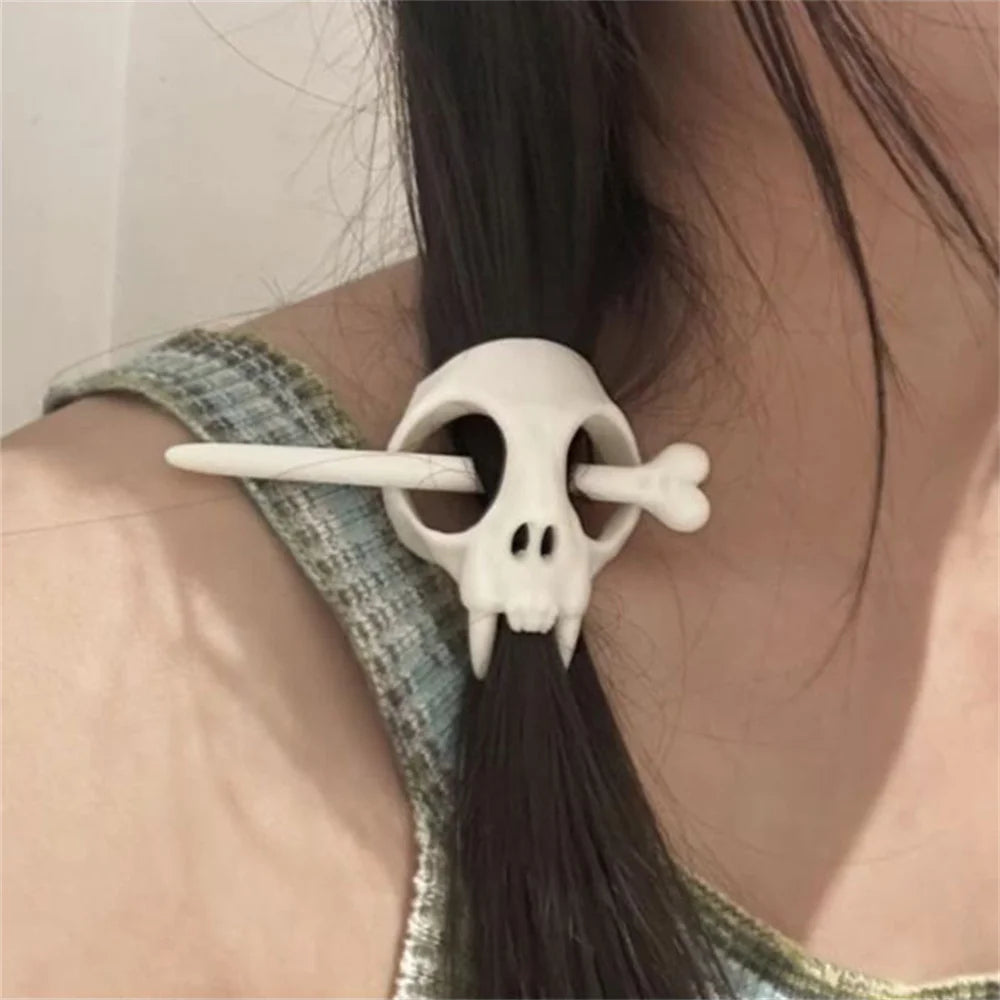 Ghost Skull Hair Stick Skeleton Hairpin Gothic Luminous Halloween Accessory