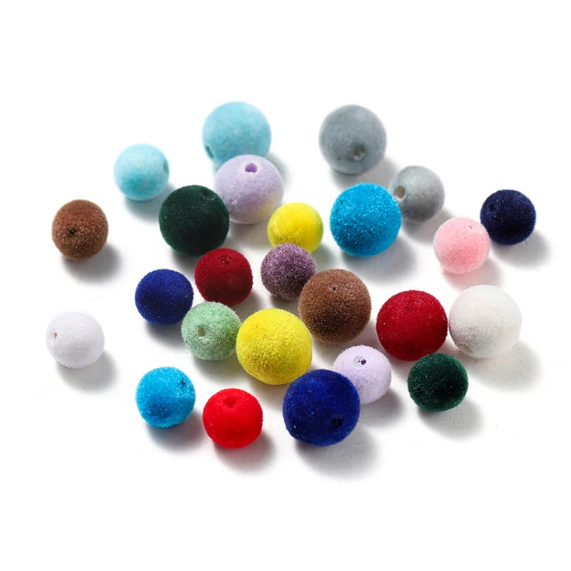 Colorful Acrylic Flocking Bead Spacer Set for Jewelry Making - 30 Pieces
