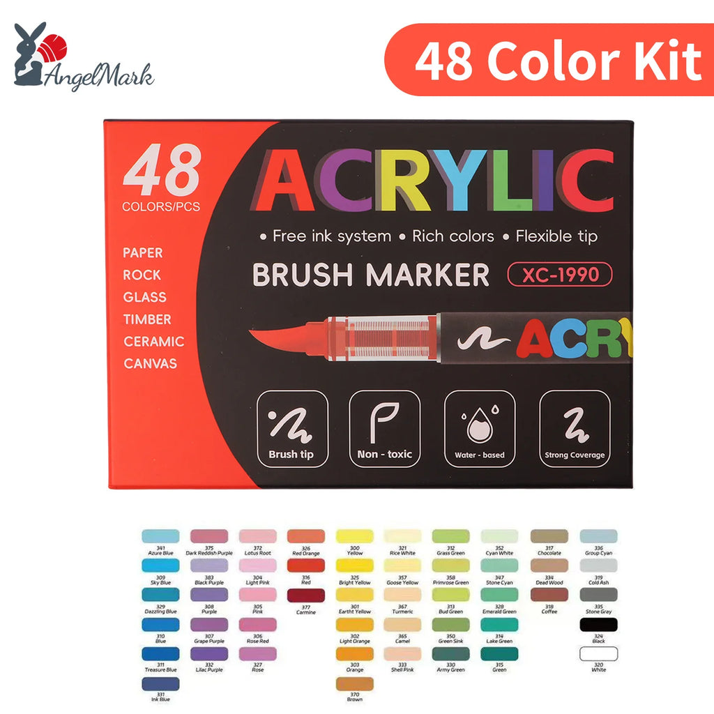 168 Colors Acrylic Paint Pen Set with Brush Tip for Rock Wood Canvas Art