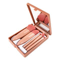 Mini Makeup Brush Set with Mirror - Travel Cosmetic Brushes, 5 Pieces