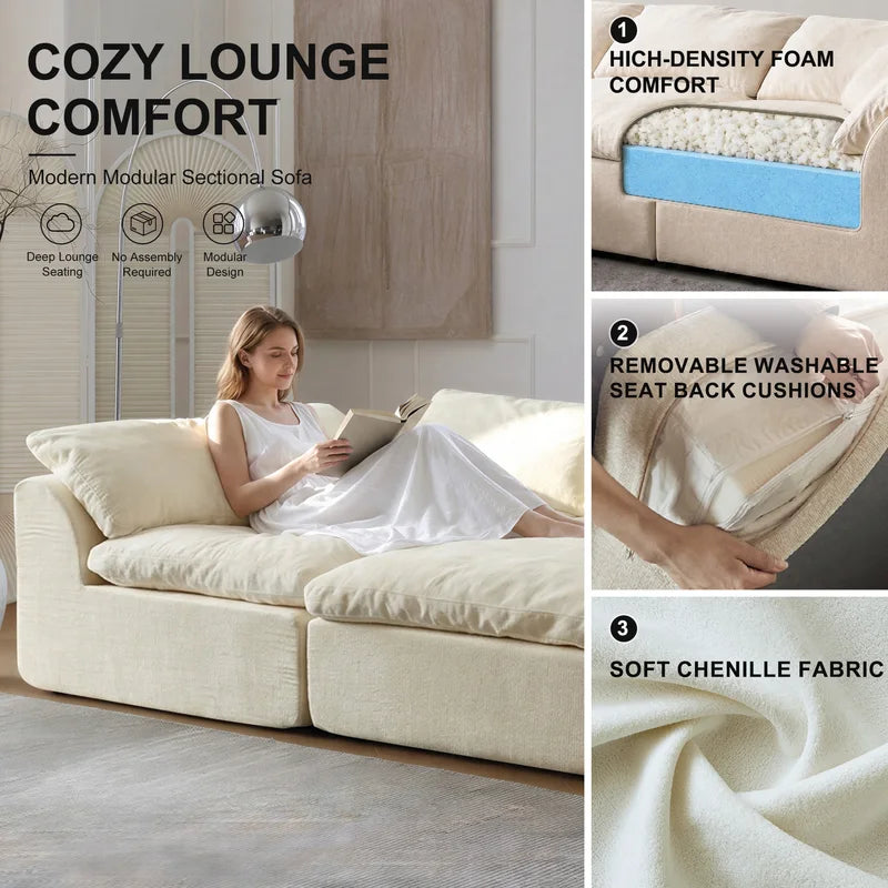 Modern Modular Sectional Sofa with Removable Cushions for Living Room Comfort