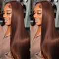 Brown Lace Front Wig 13x4 Human Hair Wig for Women 40-46 Inches, High Density & Natural Pre-Plucked Hairline