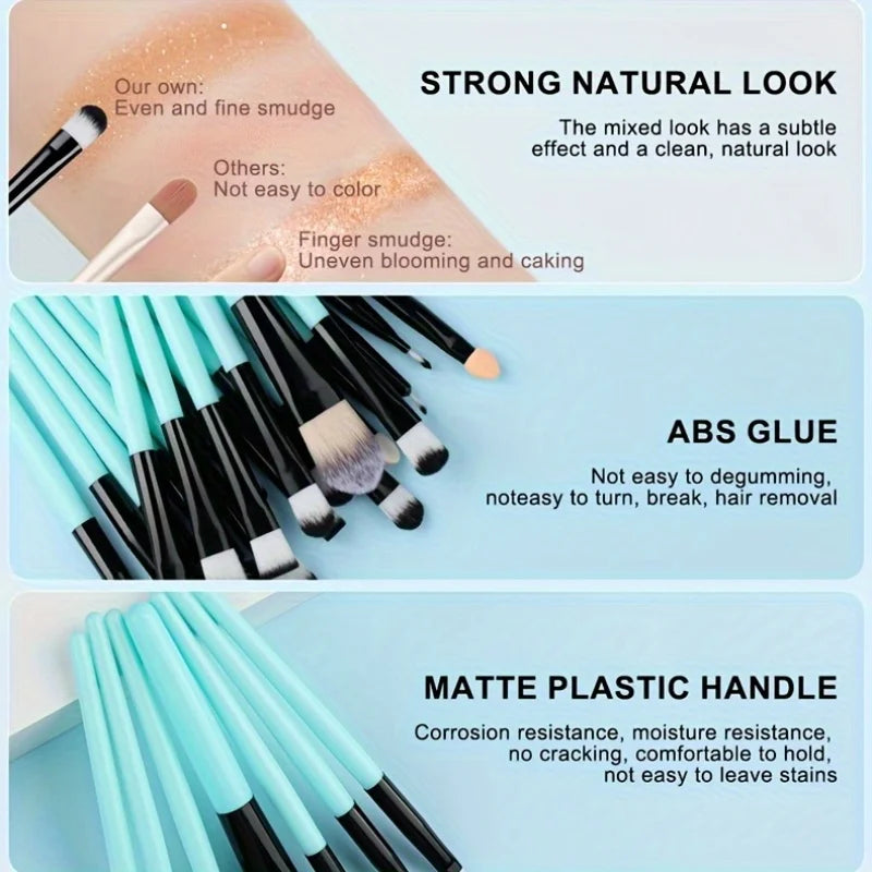 20-Piece Makeup Brush Set with Sponge Kit - Eyeshadow, Eyeliner, Foundation & Blush Brushes