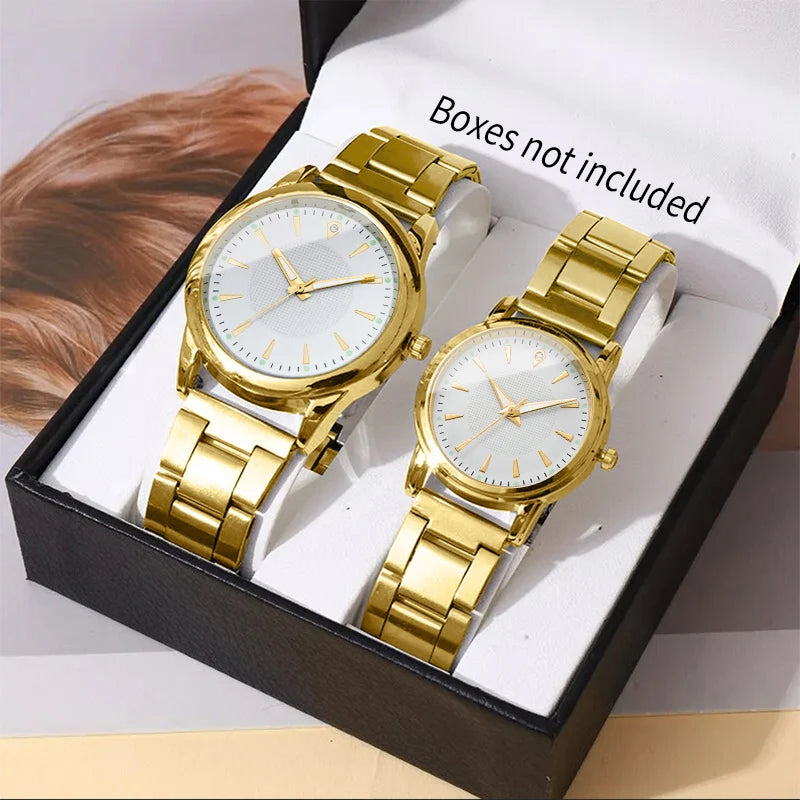 2PCS Men's and Women's Fashion Analog Quartz Watches - Business Casual