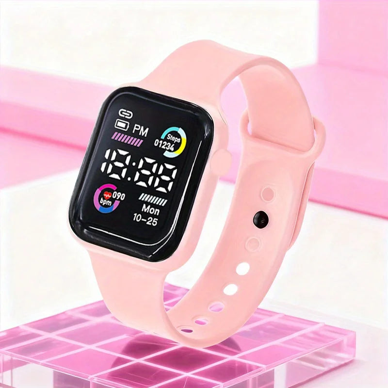 6-Piece Teen Fashion Jewelry Set with Watch Necklace Earrings Ring - Multiple Colors
