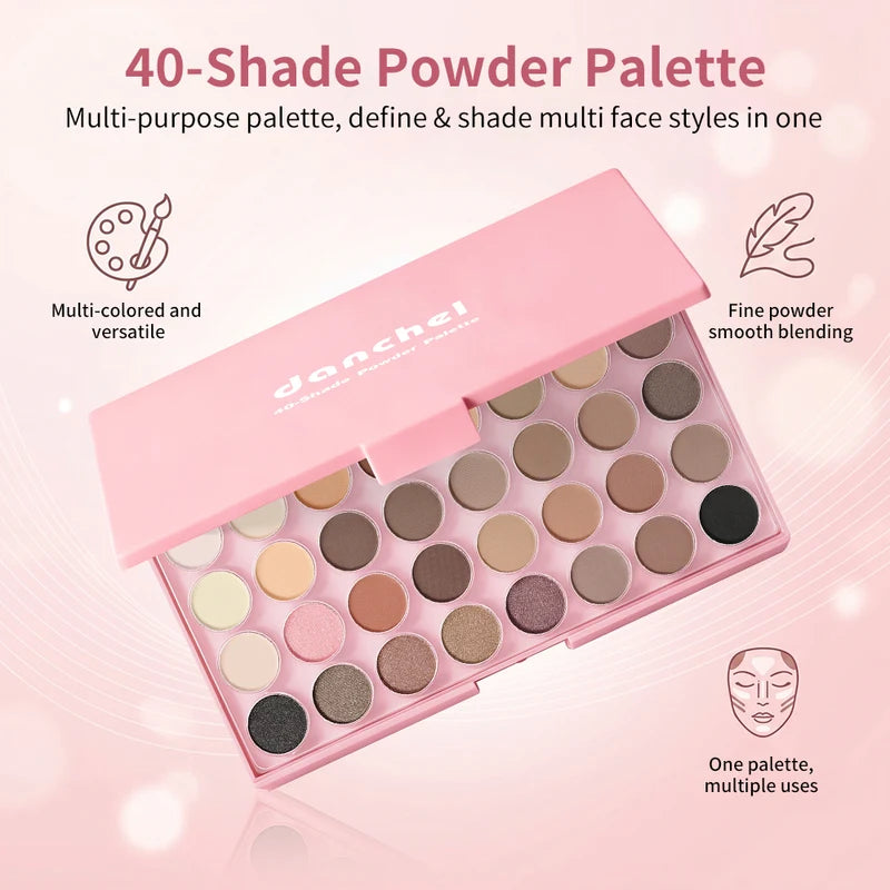 Complete Face Makeup Set with Eyeshadow, Blush, Lipstick, Foundation & Brushes