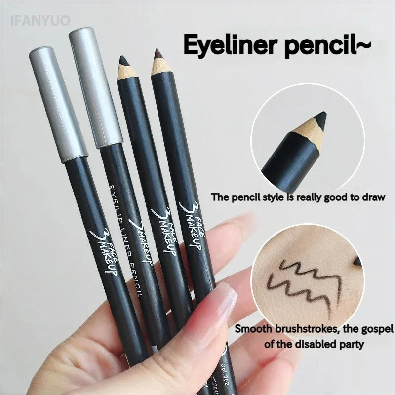 Waterproof Long-Lasting Eyeliner Pencils - Smudge-Proof, Highly Pigmented, 12 Colors