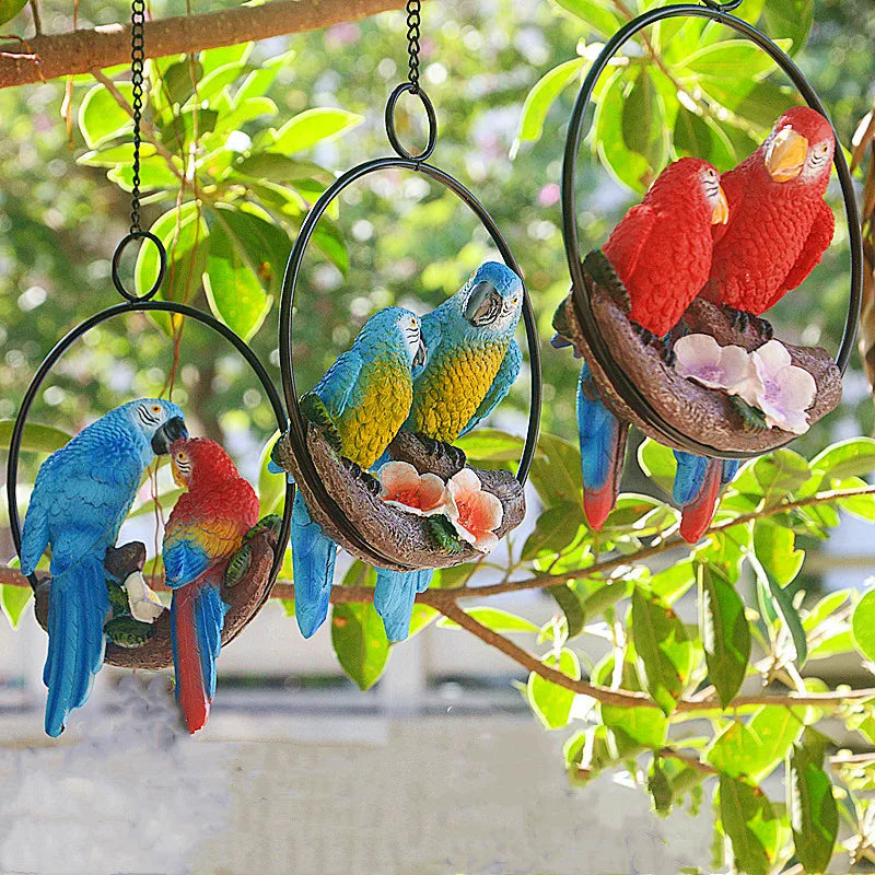 Resin Parrot Garden Statue - Outdoor Decor Animal Sculpture for Home & Garden
