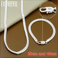 925 Sterling Silver Chain Necklace & Bracelet Set for Women & Men - Multiple Lengths & Colors