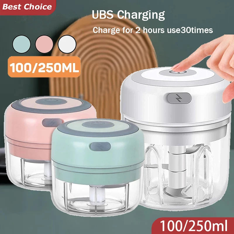 Electric Garlic Chopper 100/250ML Mini Food Processor Vegetable Grinder