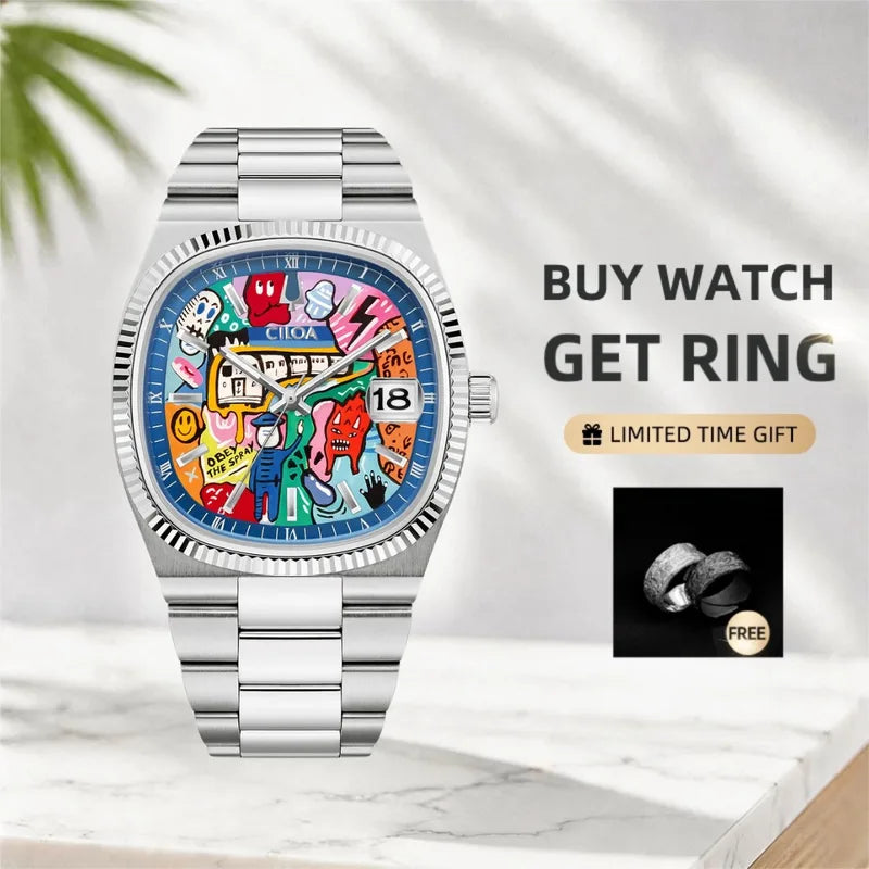 Men's Square Luxury Quartz Watch - Automatic Movement Sports Wristwatch Gift