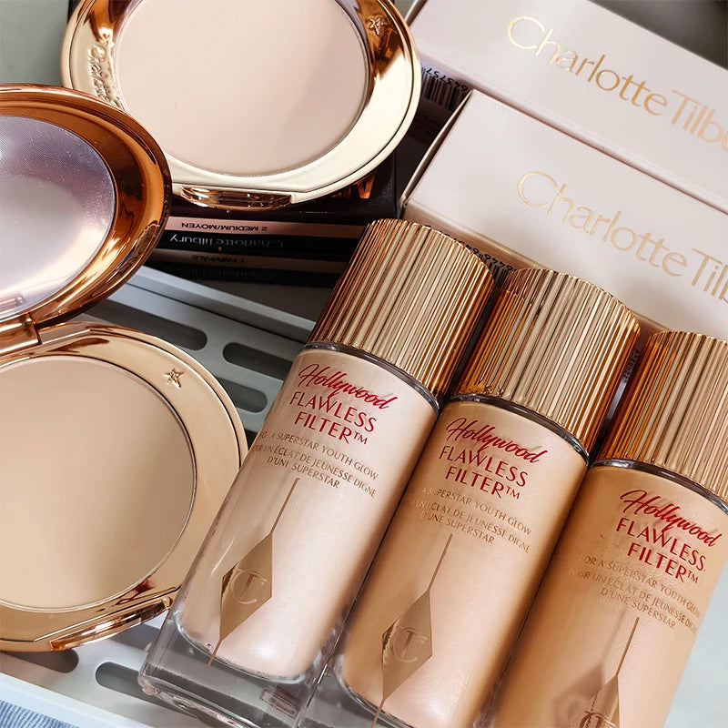 Liquid Foundation & Micro Light Powder Air Cushion Makeup Set - Multiple Colors