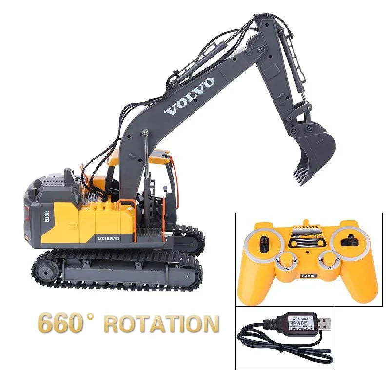 RC Excavator 1:16 Scale 3-in-1 Remote Control Crawler Truck with Alloy Body