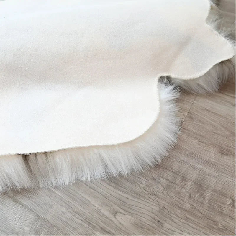 Minimalist Faux Reindeer Fur Carpet Floor Mat Bedroom Blanket Washable Bedside Rug