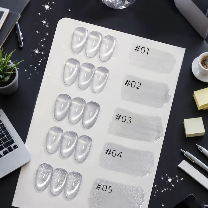 10ML 1-8pcs Universal Glass Beads for Gel Nail Polish - Cat Eye & Magnetic Effects