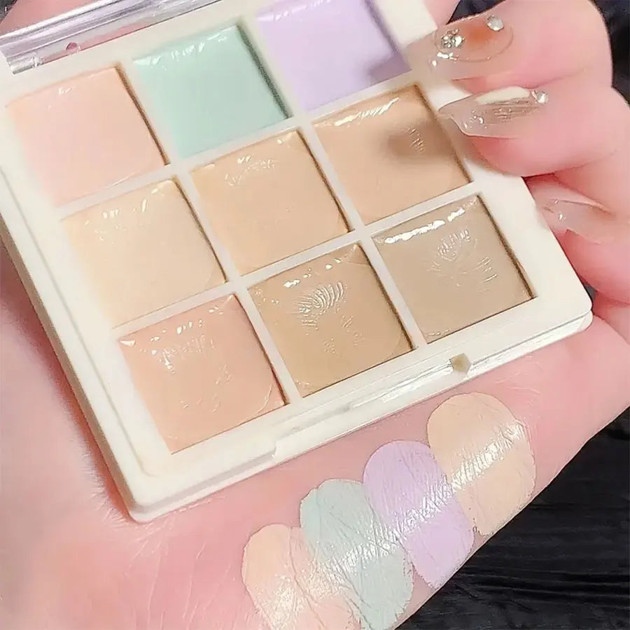 9-Color Flawless Concealer Palette - Waterproof & Full Coverage for Acne Dark Circles