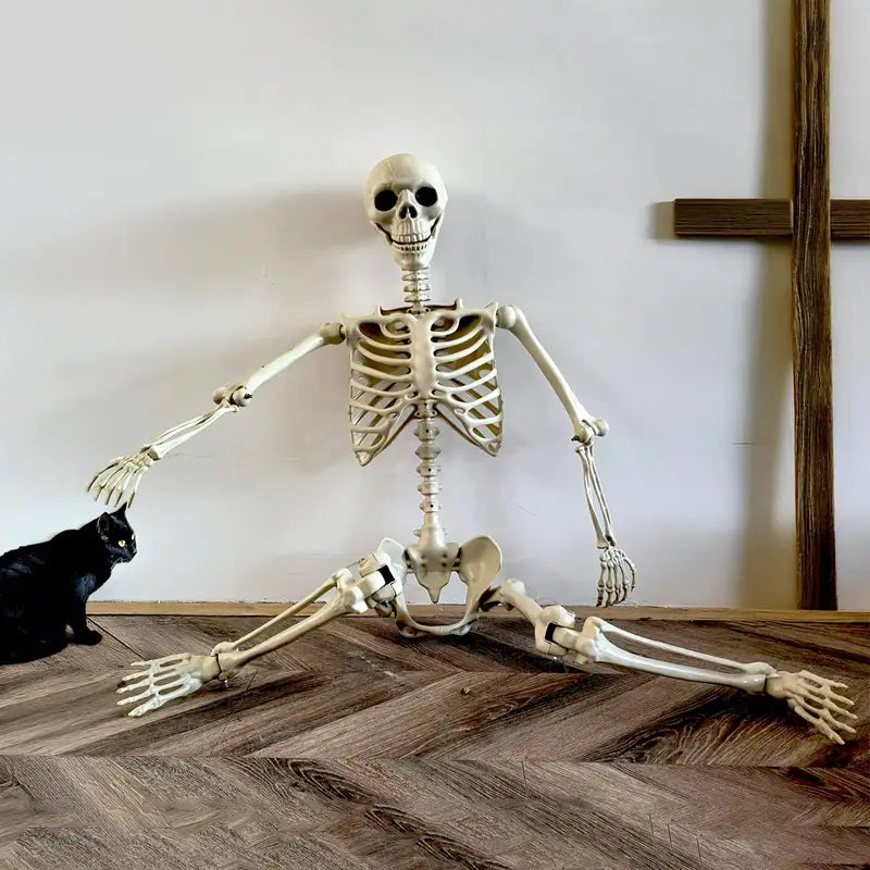 Life Size Human Skeleton Prop for Halloween Haunted House Decor - Movable Joints