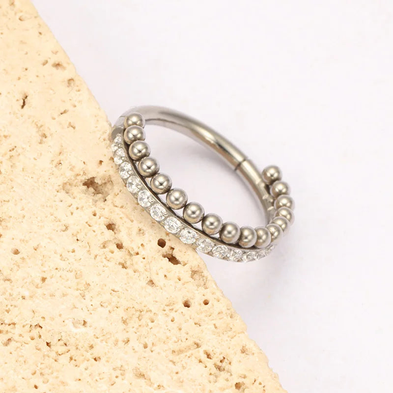 Titanium Septum Nose Ring Hoops - Clicker Tragus Daith Cartilage Helix Conch Piercing 8/10/12mm
