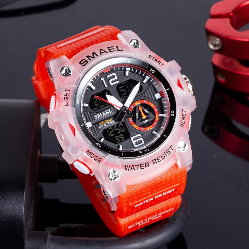 Digital Sport Watch Men Waterproof LED Dual Time Alarm Chronograph