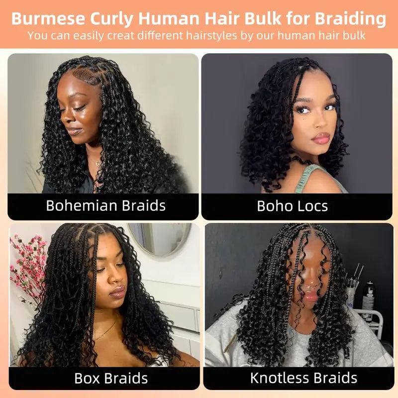 15A Human Braiding Hair Bulk for Boho & Spiral Braid Extensions - Unprocessed Virgin Hair