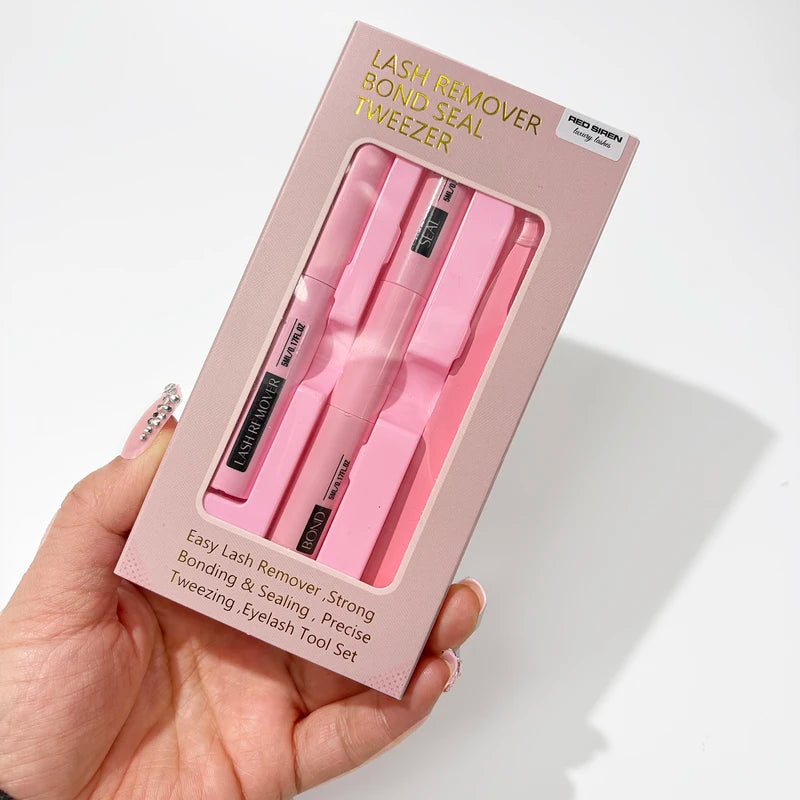 Eyelash Glue Kit with Bond and Seal, Lash Remover & Tweezers for Home Use