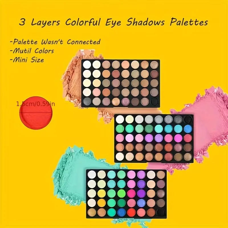 120 Color Eyeshadow Palette - 3-in-1 Matte, Shimmer, Glitter Long Lasting Waterproof Makeup