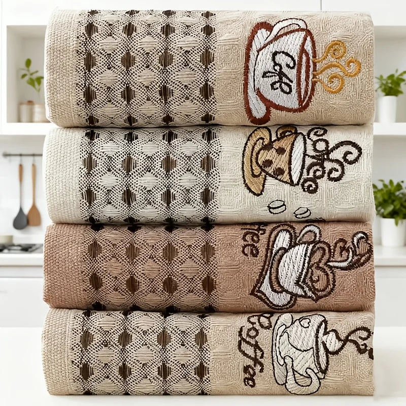4-Pack Reusable Absorbent Dish Cloths - Kitchen & Bathroom Cleaning Towels
