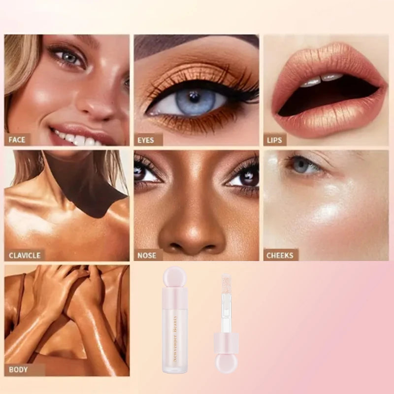 Liquid Highlighter, Blush & Contour Set for Face & Body - Natural Glow Finish