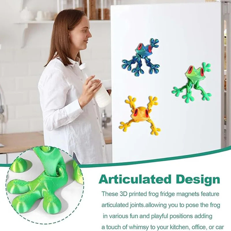Magnetic Articulated Frog Fidget Toy - 3D Printed Animal Model Stress Relief Decor