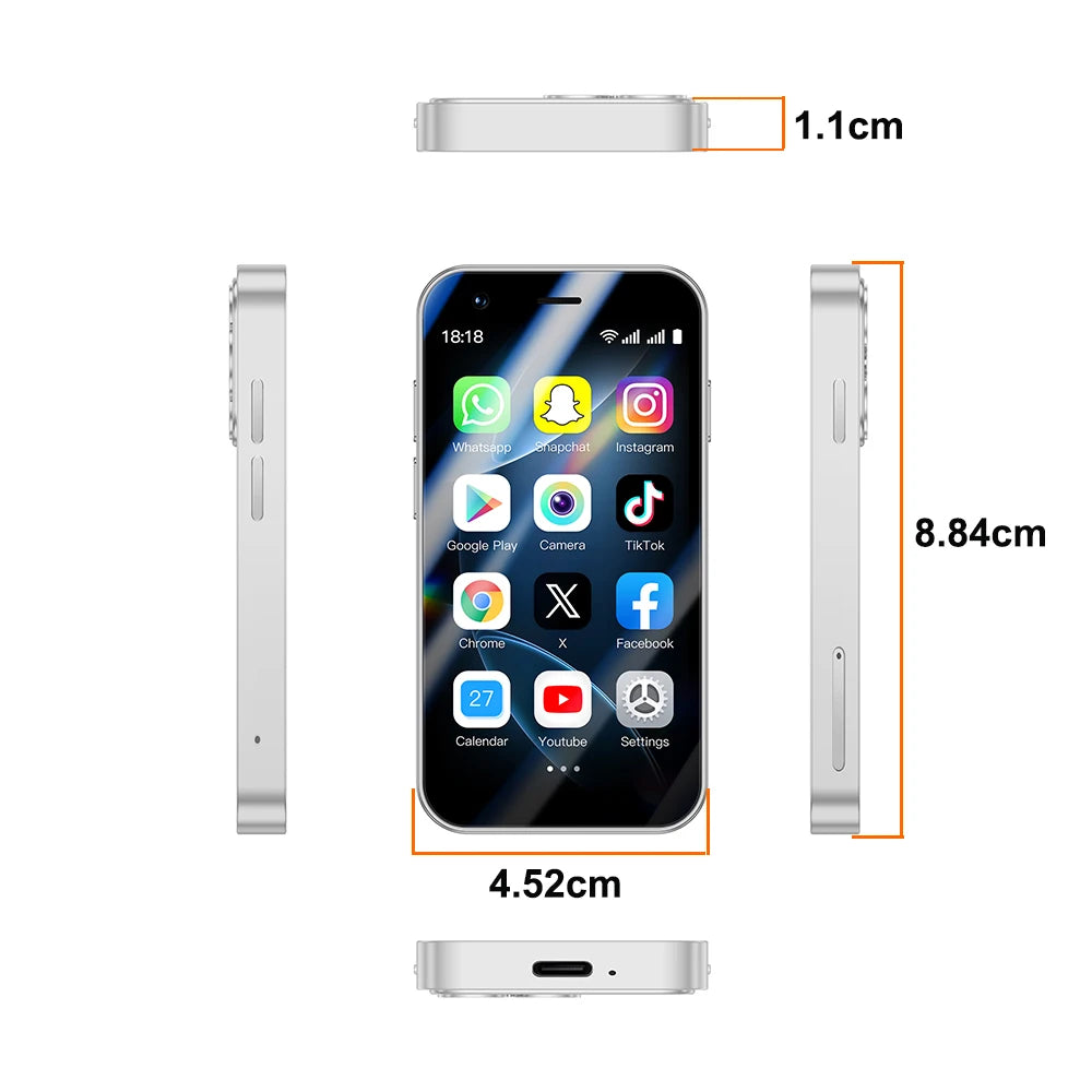 Mini Android Smartphone 3-Inch Dual SIM 2GB RAM 16GB Storage Play Store