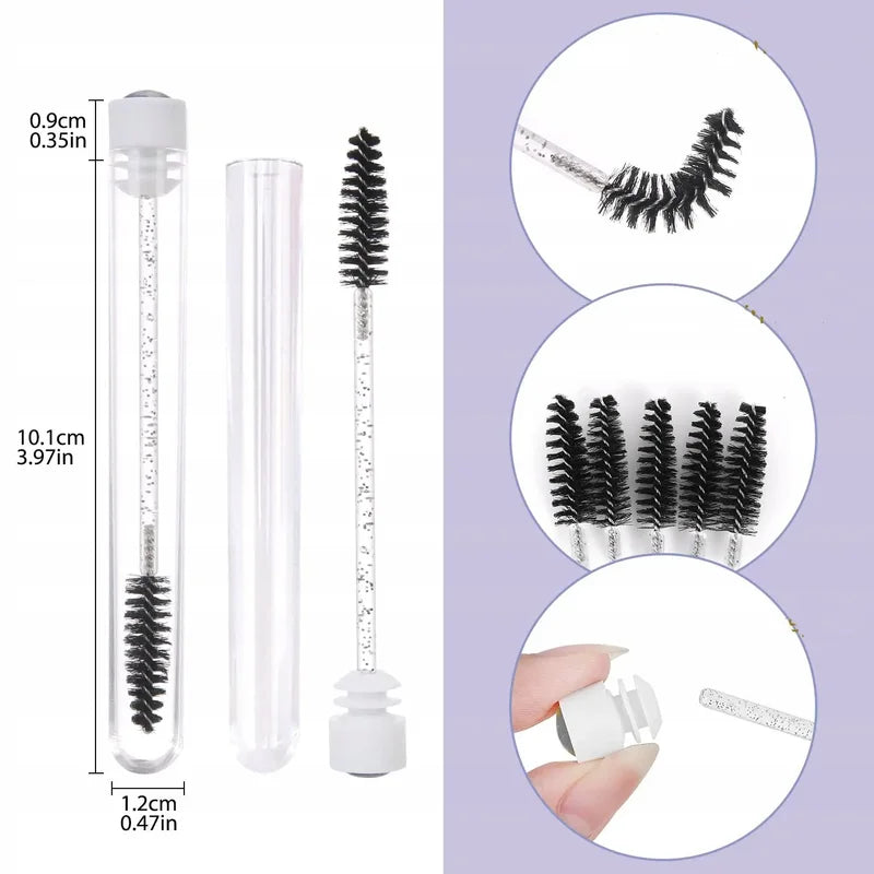 50PCS Reusable Eyelash Brush Tube with Micro Drill for Eyelash Extension and Eyebrow Application