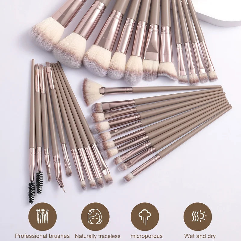54-Piece Makeup Brush Set with Sponges and Puffs - Professional Cosmetic Tools