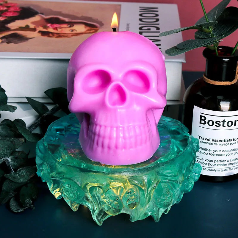 3D Skull Candle Silicone Mold for DIY Halloween Decorations & Crafting